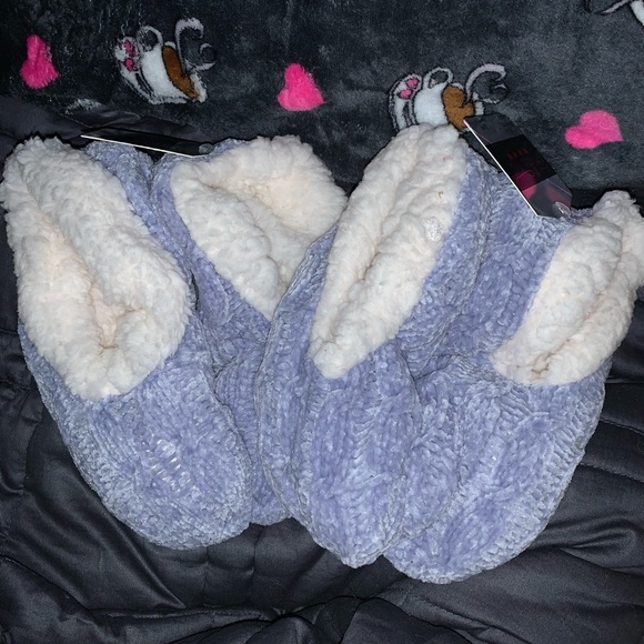 Cornflower Blue and Cream Slipper Socks - Picture 1 of 6